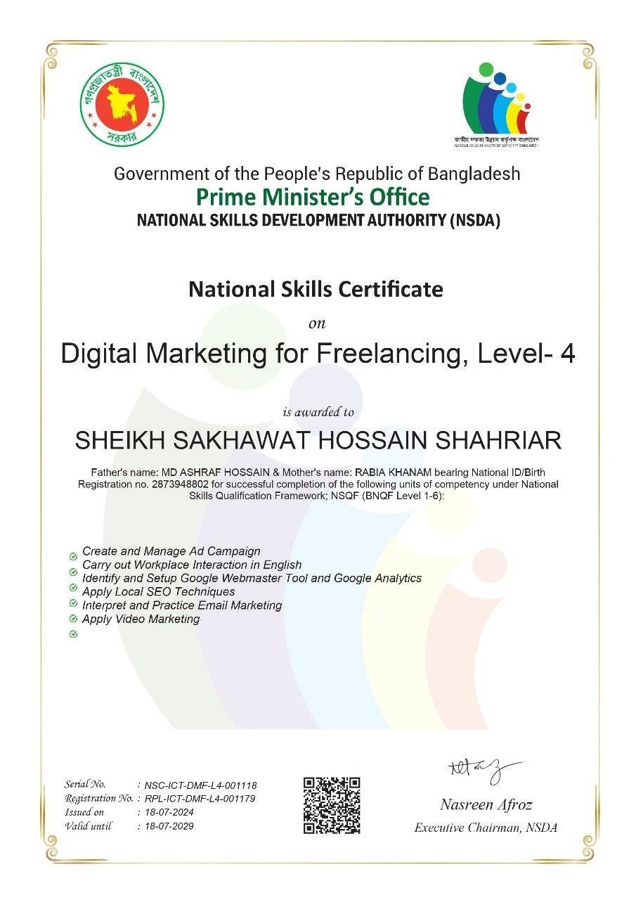 NSDA Level 4 Certificate