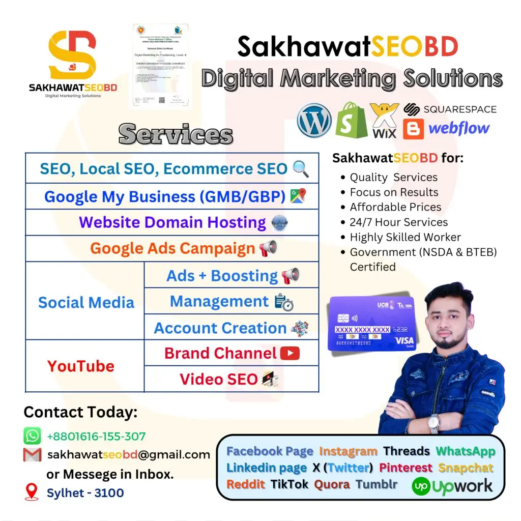 Sakhawatseobd Services - Best Digital marketing solutions in sylhet, bangladesh