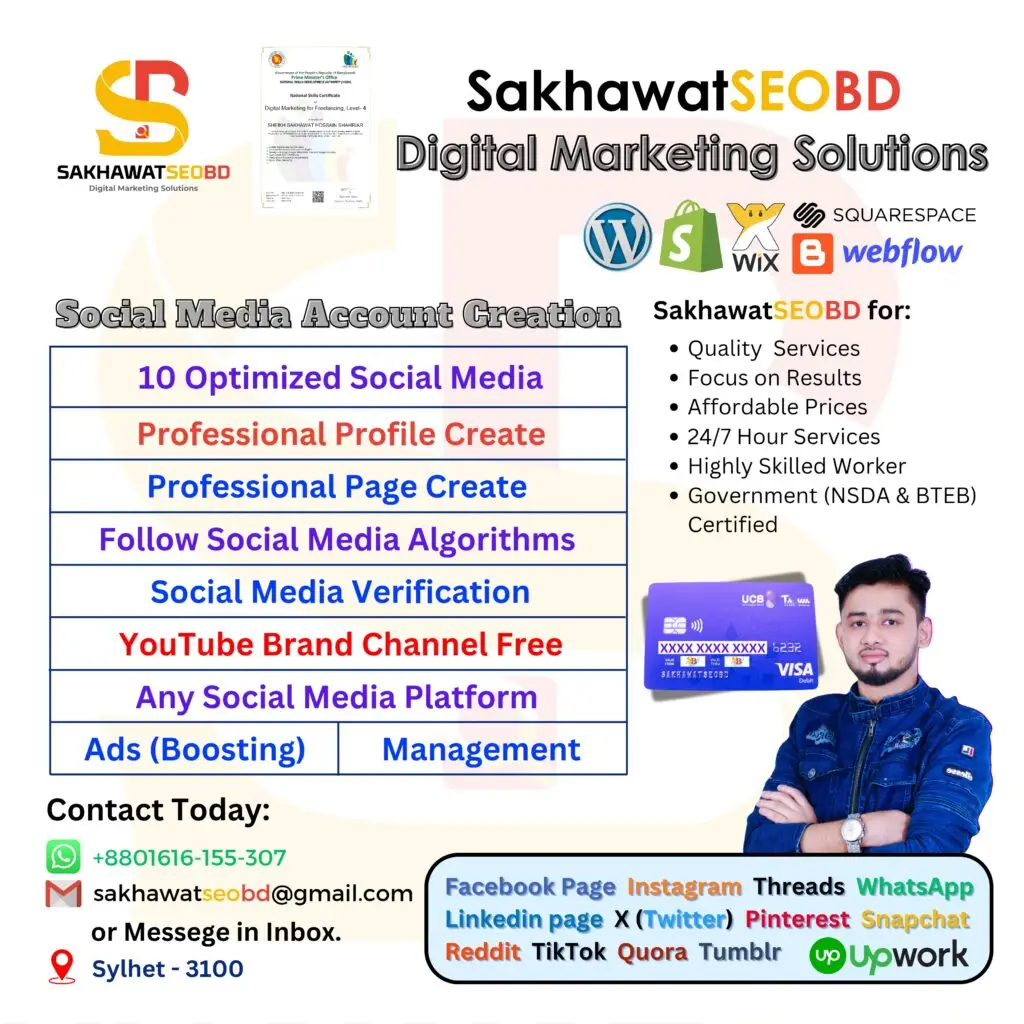 Social Media Account creation and Branding from sakhawatseobd